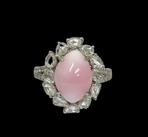 Conch Pearl and Diamond Ring