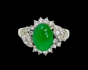 Platinum and Jade Ring