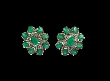 18K Gold and Emerald Earrings