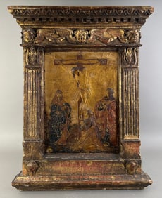 Italian School Crucifixion In Tabernacle Frame, 19thc.