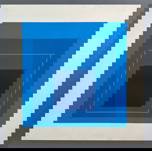 Josef Albers (German/American 1888-1976): WLS XIII (from White Line Squares (Series II)), 1966, lithograph in colors on Arches Cover paper. Signed, titled, dated and numbered to lower margin 'WLS - XIII 79-125 A '66' with blindstamp. This