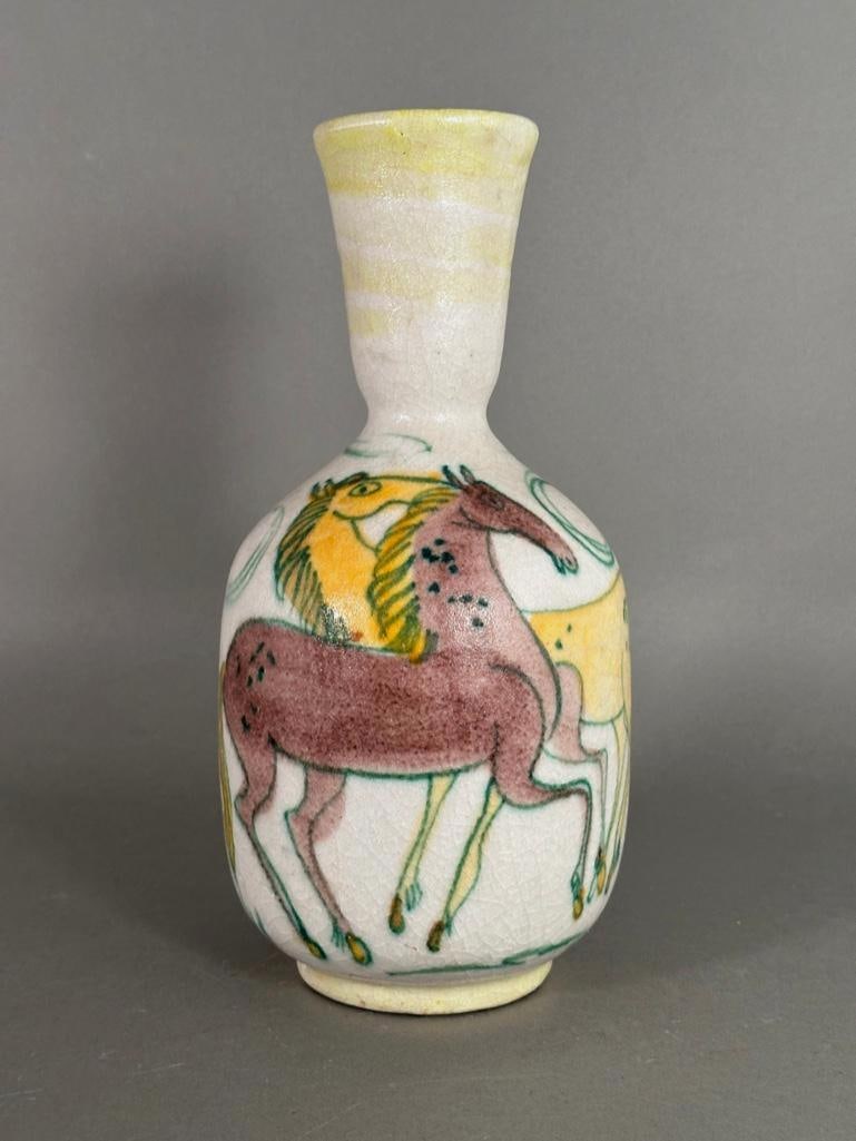 Bruno Gambone Glazed Ceramic Lamp Base, with Horses, c.1950's (1 of 6)