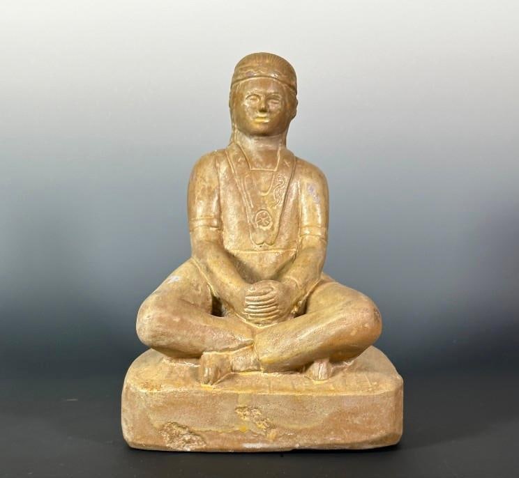 Ernest Popeye Reed Molded Ceramic Sculpture, Seated Brave (1 of 8)