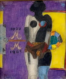 Richard Lindner Mixed Media, Sketch for "Marilyn Was Here"