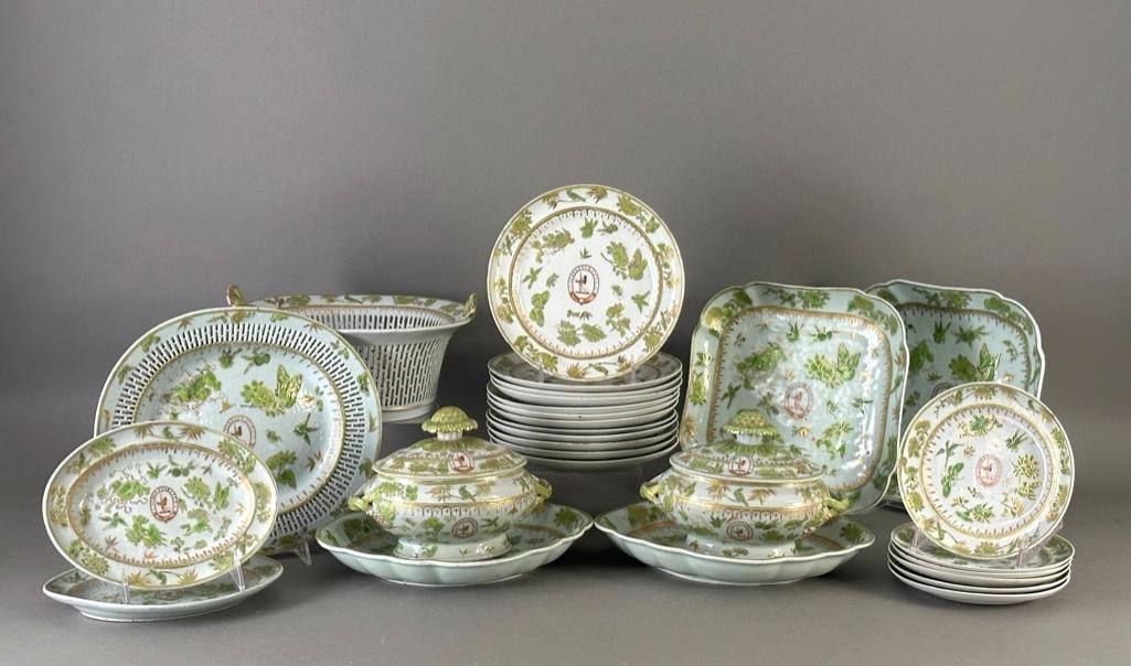 Chinese Export Armorial Part Dinner Service, 18thc. (1 of 20)
