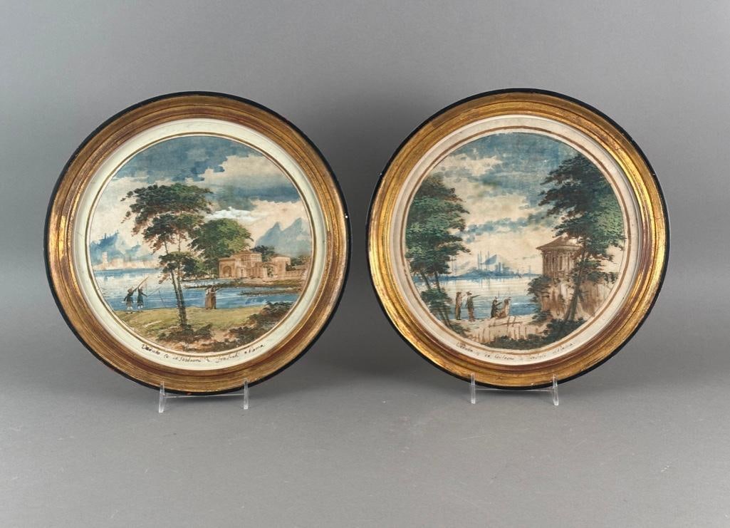 Pair of 18thc. Italian Veduta Watercolors (1 of 12)