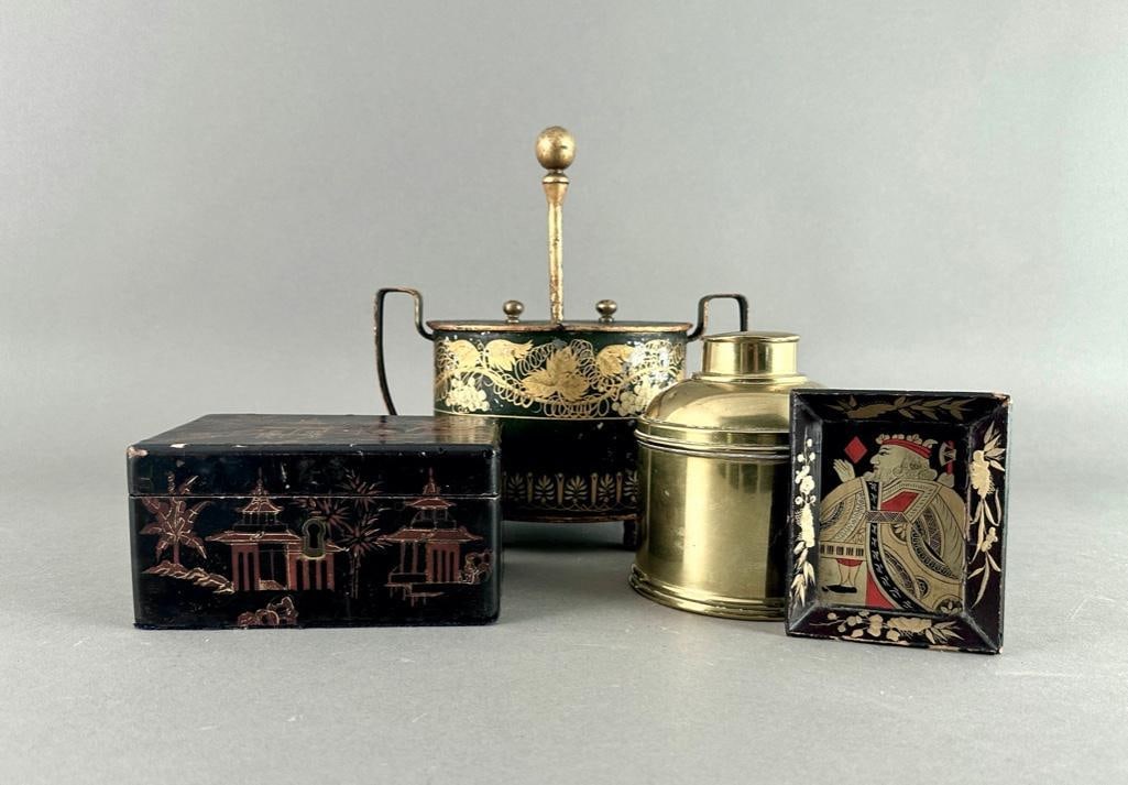 Assorted Decorative Lot, Tole, Lacquer and Brass (1 of 15)