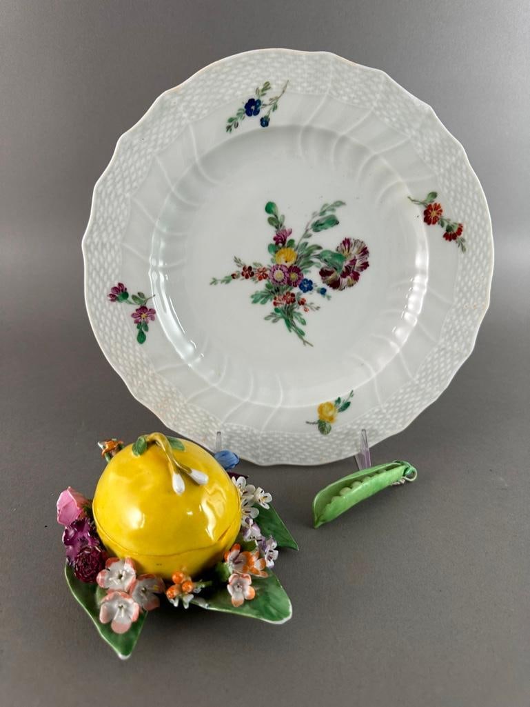 Meissen Lemon Box, Porcelain Pea Pod and Copenhagen Plate (1 of 9)