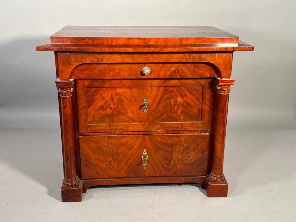 German Flame Mahogany Chest of Drawers, 19thc. (1 of 14)