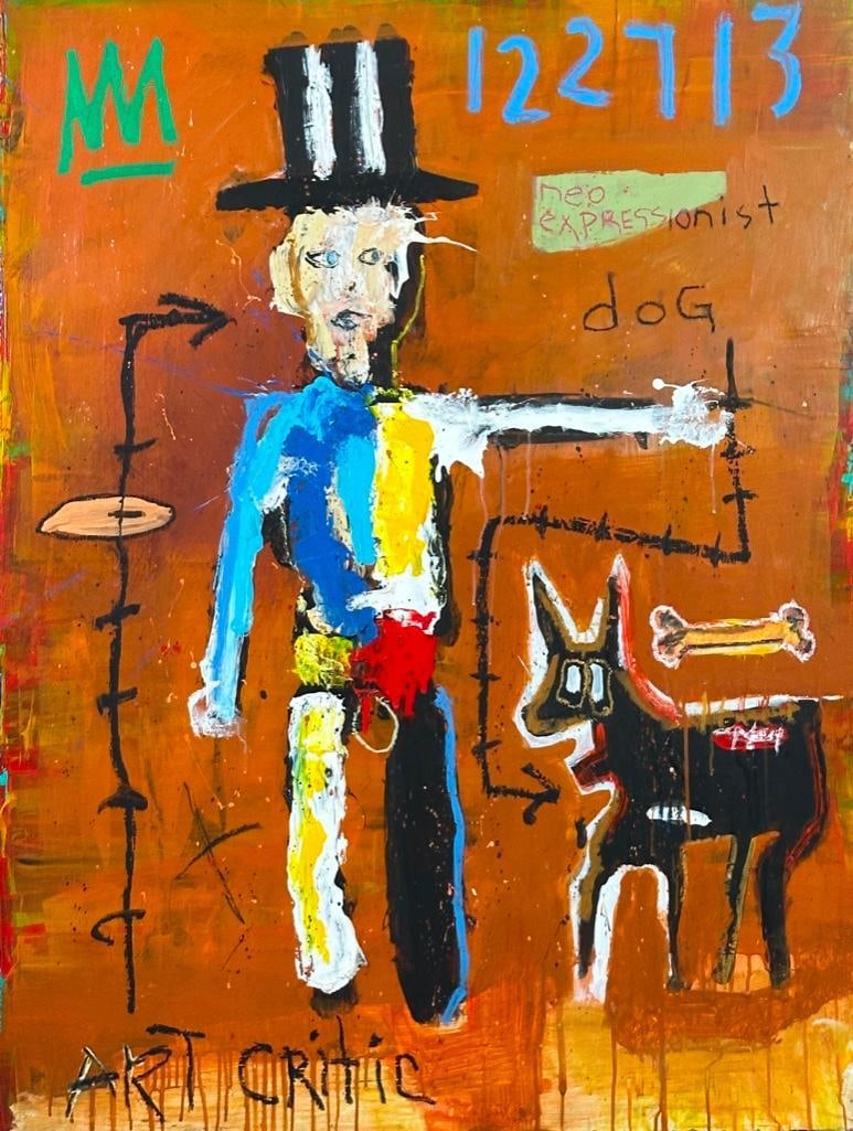 Michael Snodgrass Acrylic, "Art Critic with Neo Expressionist Dog" (1 of 12)