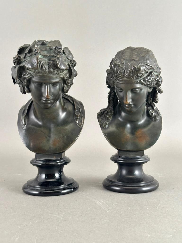 Pair of Bronze Busts of Bacchus and Ariadne, After the Antique (1 of 11)