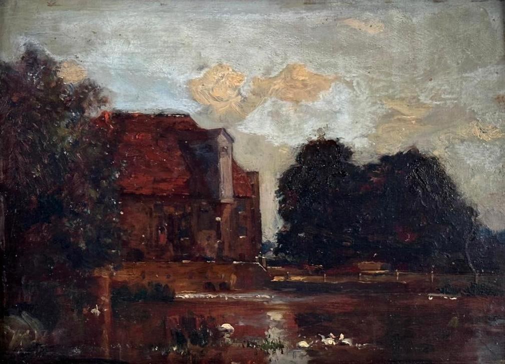 19thc. French School Oil, View of a Petite Chateau (1 of 8)