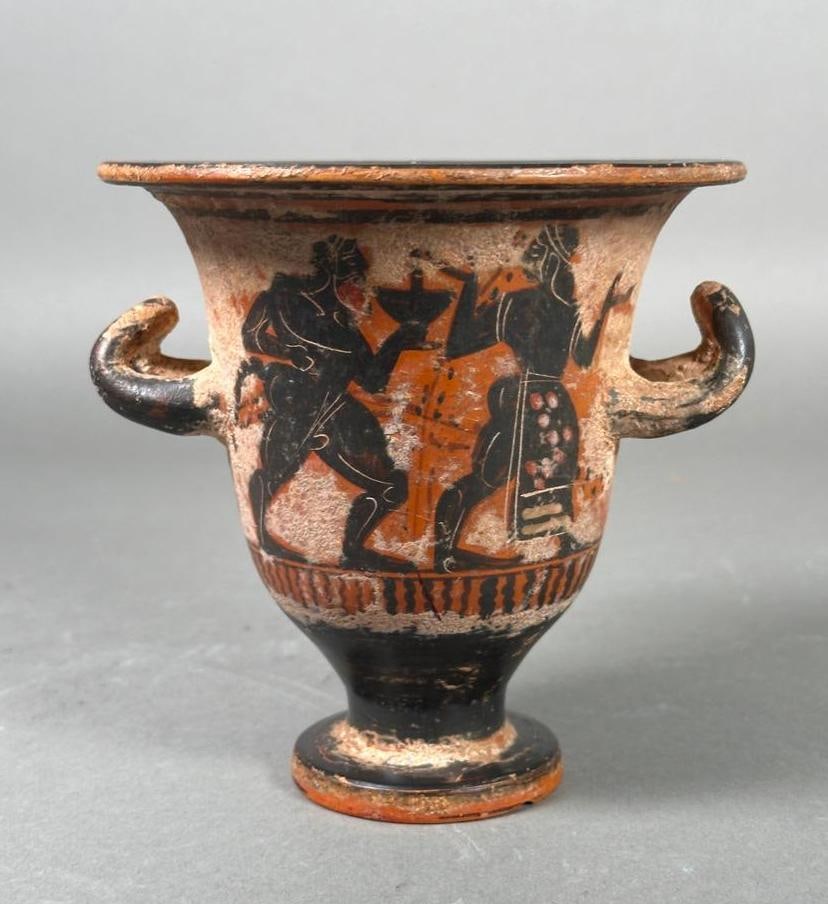 Etruscan Style Black Figure Pottery Vase, Krater (1 of 5)