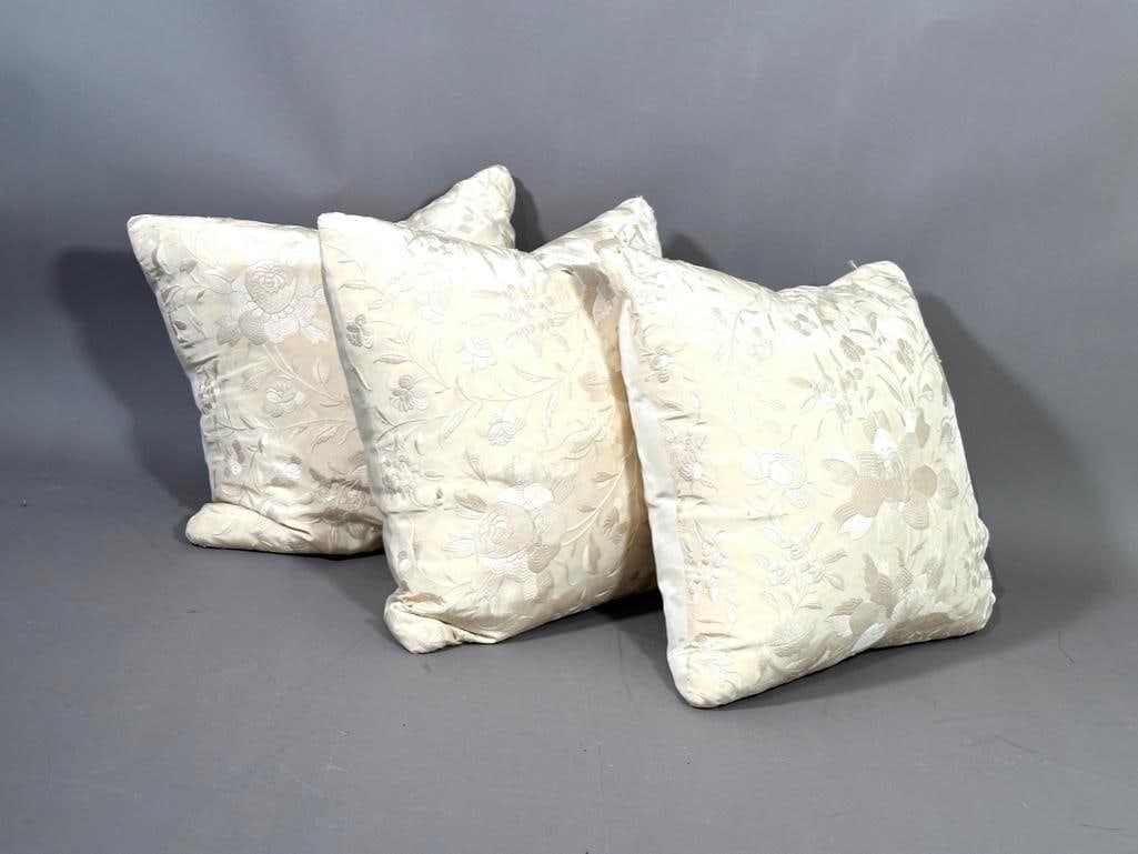 Three Chinese Silk Covered Down Pillows (1 of 7)
