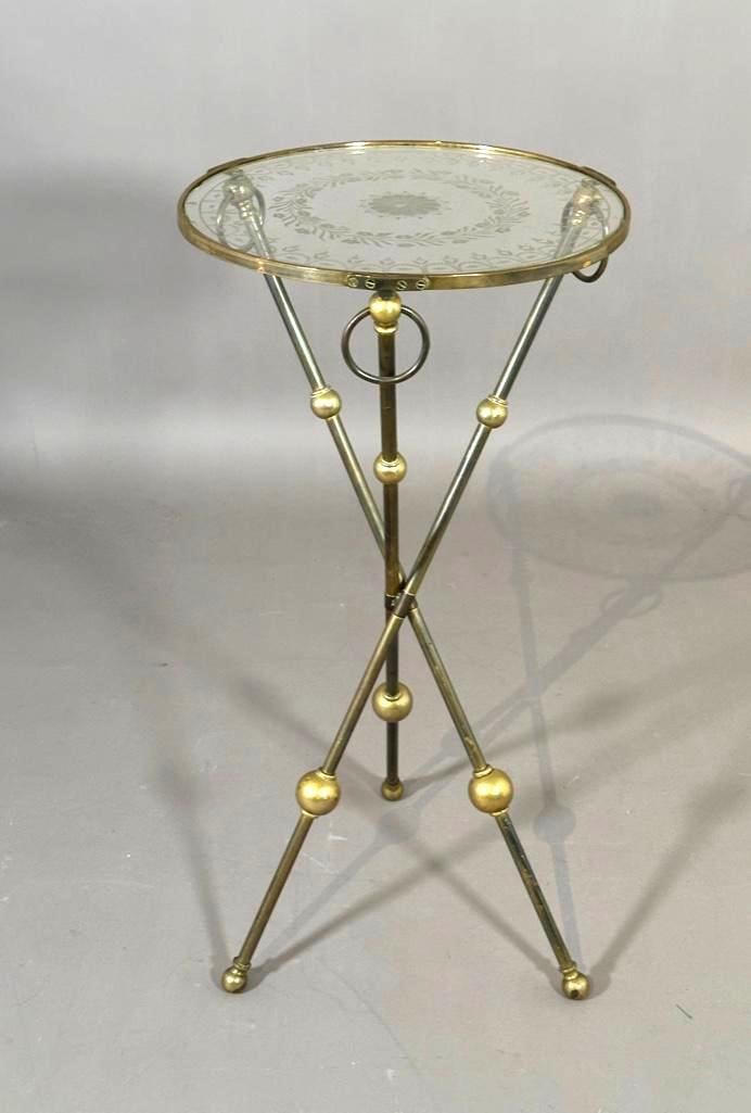 Brass and Glass Campaign Style Occasional Table (1 of 5)
