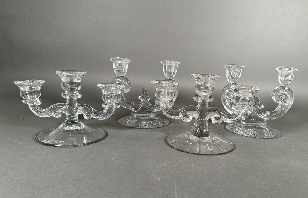 Four Molded Glass Candlesticks (1 of 9)
