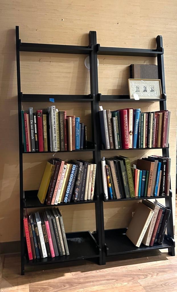 Pair of Leaning Ladder Bookshelves, Contemporary (1 of 7)
