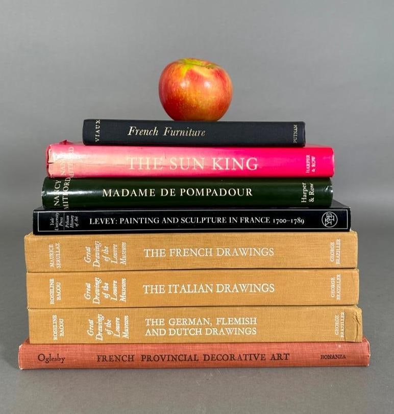 8 Books on French Subjects: 8 Books on French Subjects: French Furniture. French Provincial Decorative Art. Great Drawings of The Louvre Museum (3 vols). Painting and Sculpture in France. Madame de Pompadour. The Sun King. Dimen