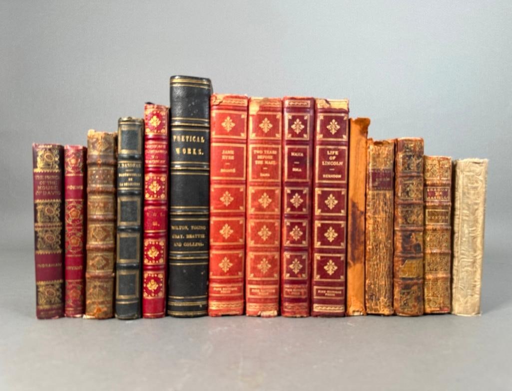 Group of 15 Antique Leather Bound Books (1 of 7)