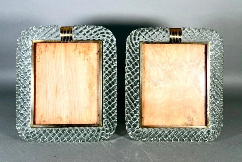Pair of Vintage Venini Murano Glass Picture Frames, ca. 1940's (1 of 9)