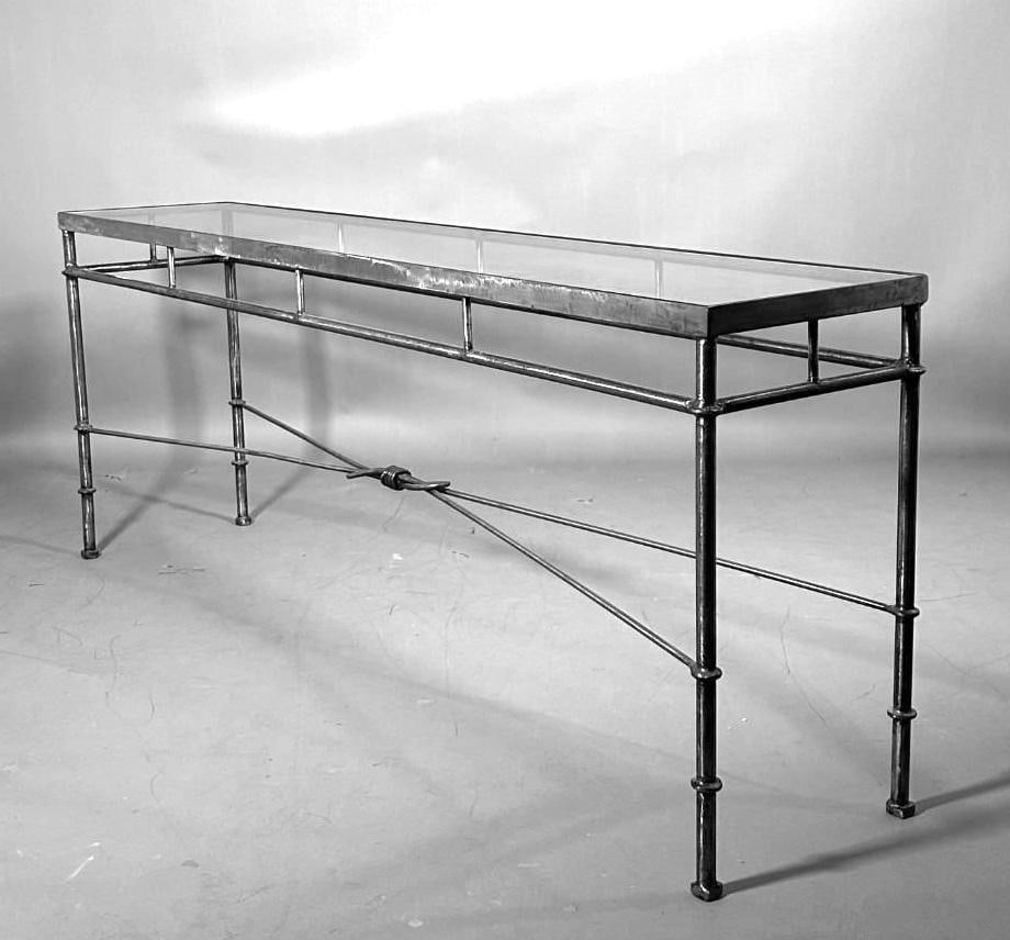 Steel and Glass Console Table, Modern (1 of 6)