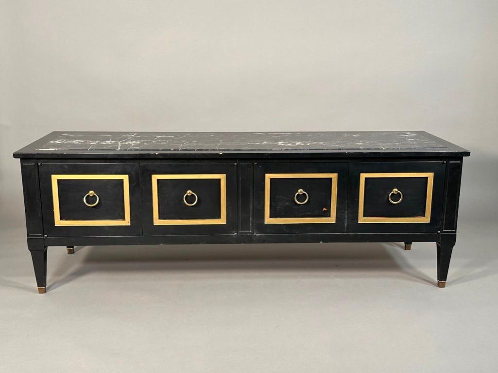 1970's Dorothy Draper Style Marble Top Console Cabinet (1 of 10)