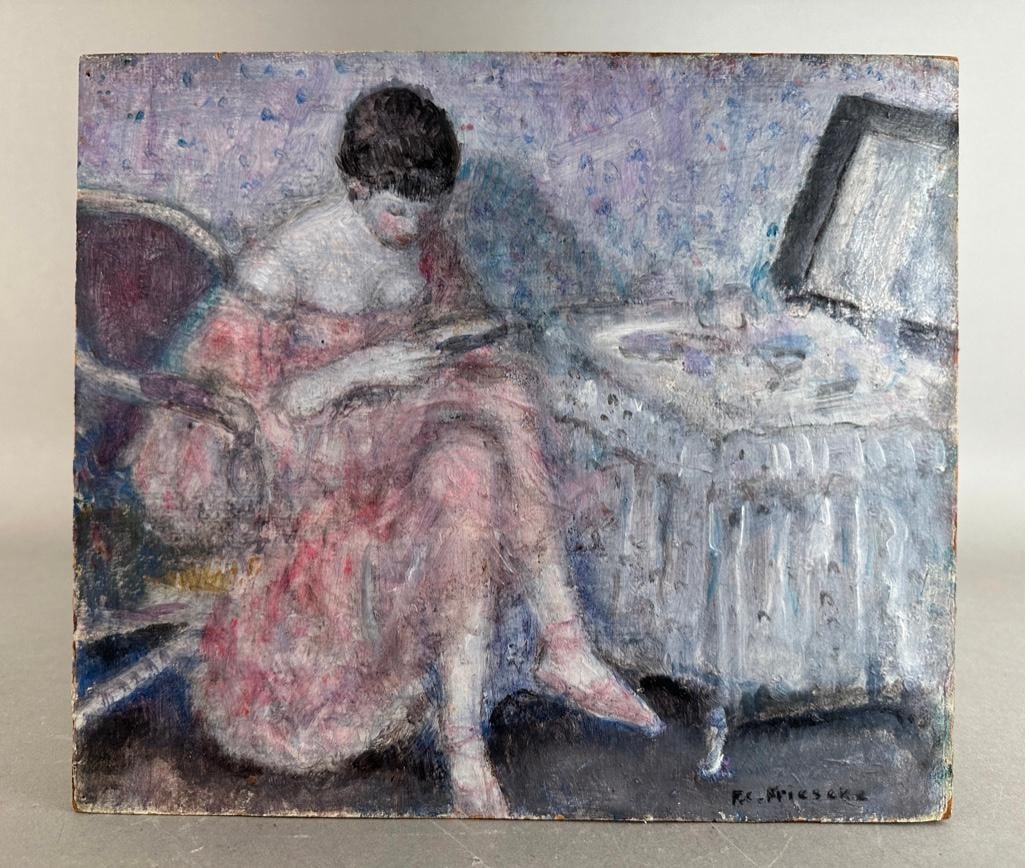 Frederick Carl Frieseke oil, Woman at her Dressing Table (1 of 12)