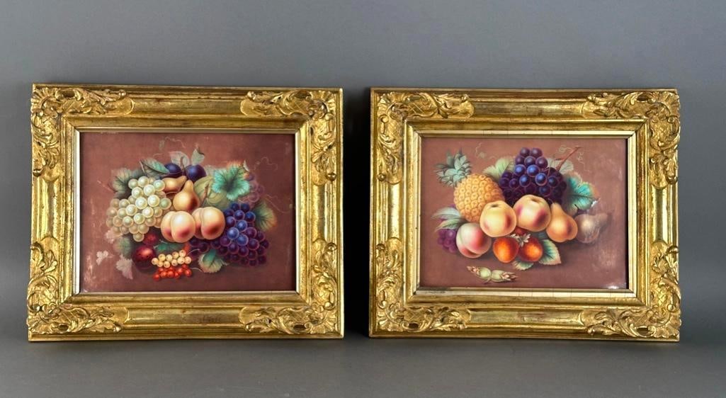 Pair of Hand Painted Porcelain Plaques, Fruit Still Lifes (1 of 15)