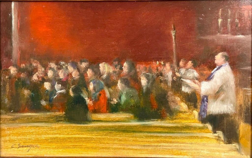 Clyde Singer Oil,  "Praying the Stations--School Group" (1 of 7)