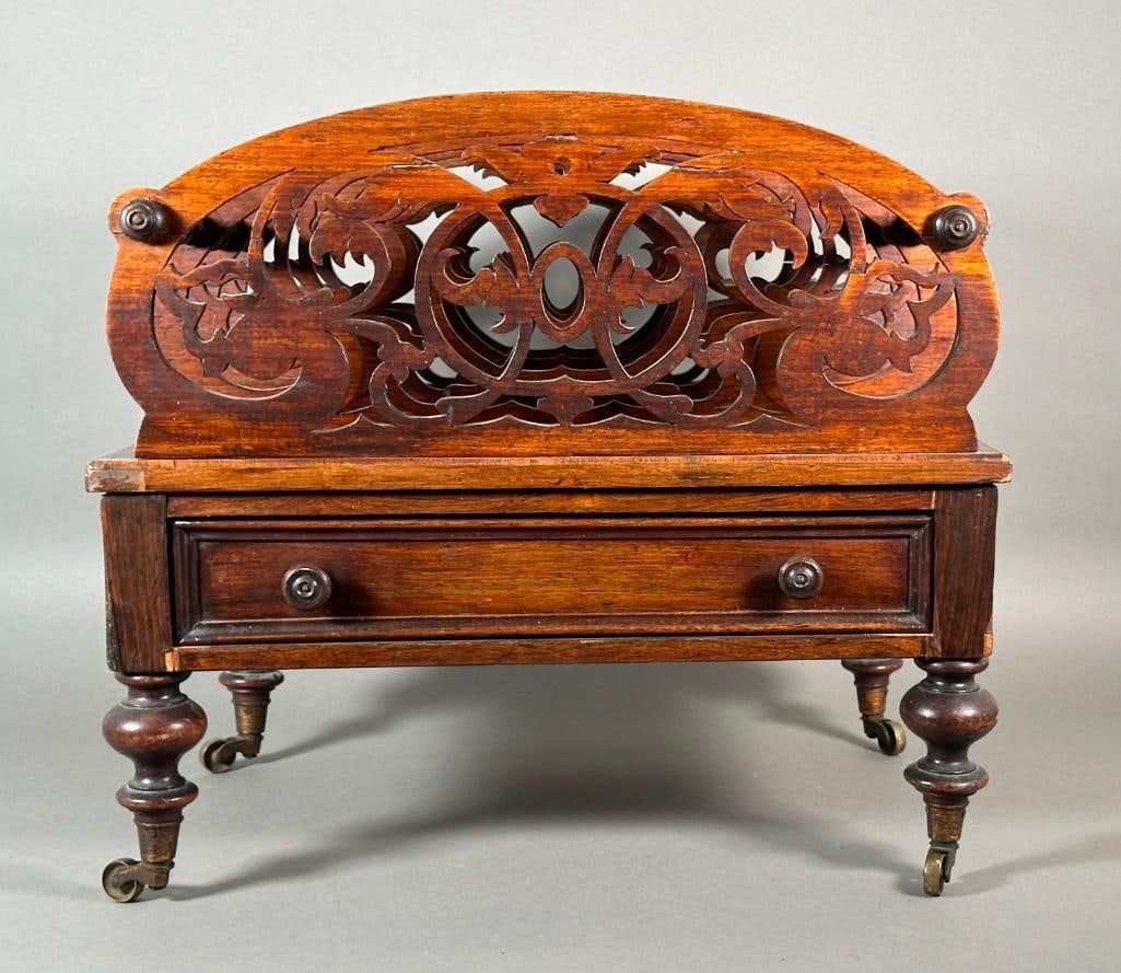 English Regency Rosewood Veneer Canterbury, 19thc. (1 of 9)