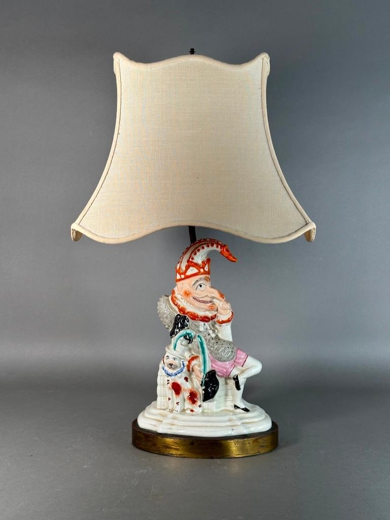 Staffordshire Figural "Punch and Toby" Figure Fitted as Lamp (1 of 9)