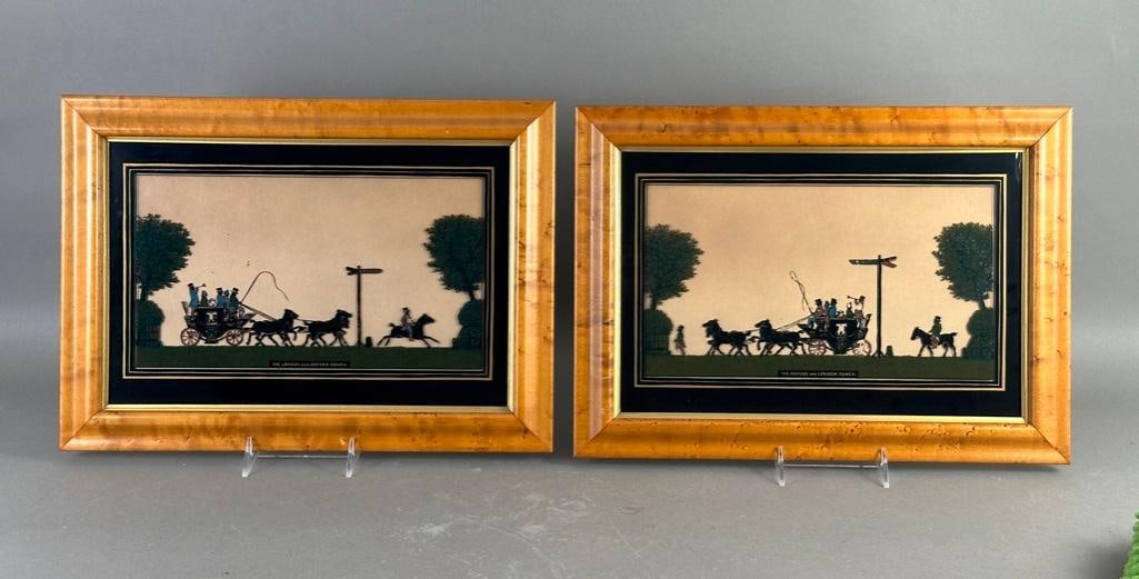 Pair of English Reverse Glass Prints, Coaching Scenes (1 of 10)