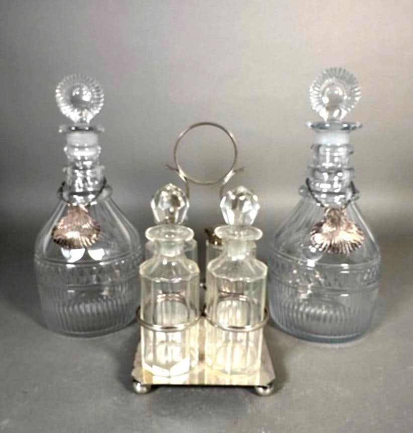 Pair English Decanters and an English Caster Set (1 of 12)