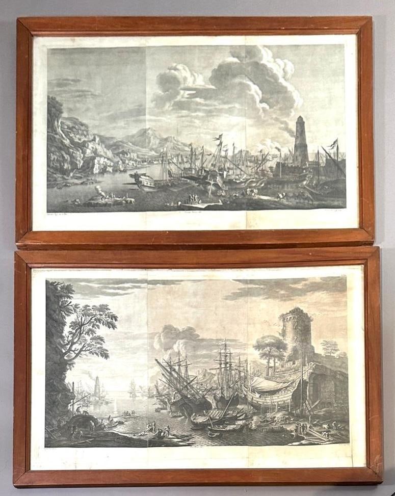 Pair of Large Scale Engravings of Harbor Scenes after Salvatore Rosa (1 of 10)