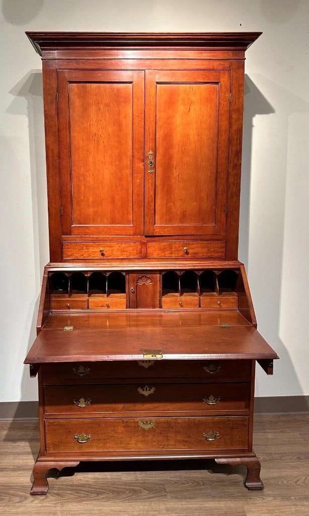 American Country Chippendale Cherry Secretary Bookcase (1 of 17)