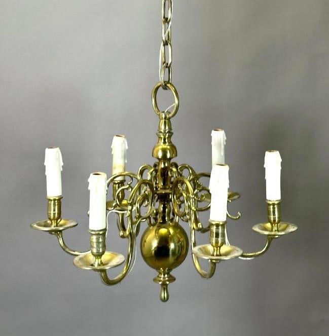 English Brass Six Light Chandelier, 18thc. (1 of 5)