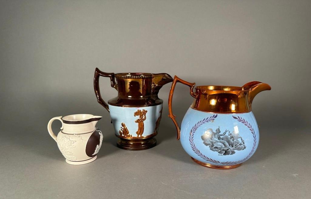 Three Lusterware and Jasperware Jugs, Early 19thc. (1 of 10)