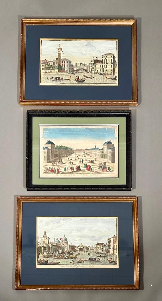 Three Hand Colored Engravings, Scenes of Europe (1 of 19)