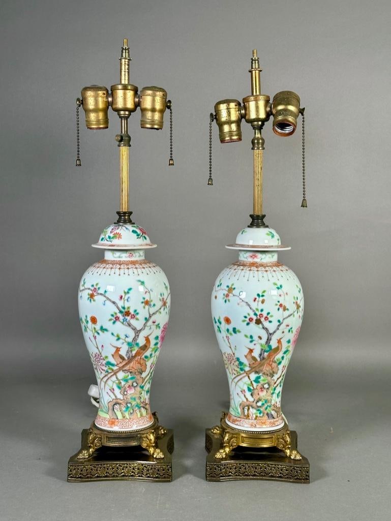 Pair of Chinese Porcelain Vases Fashioned as Table Lamps (1 of 9)