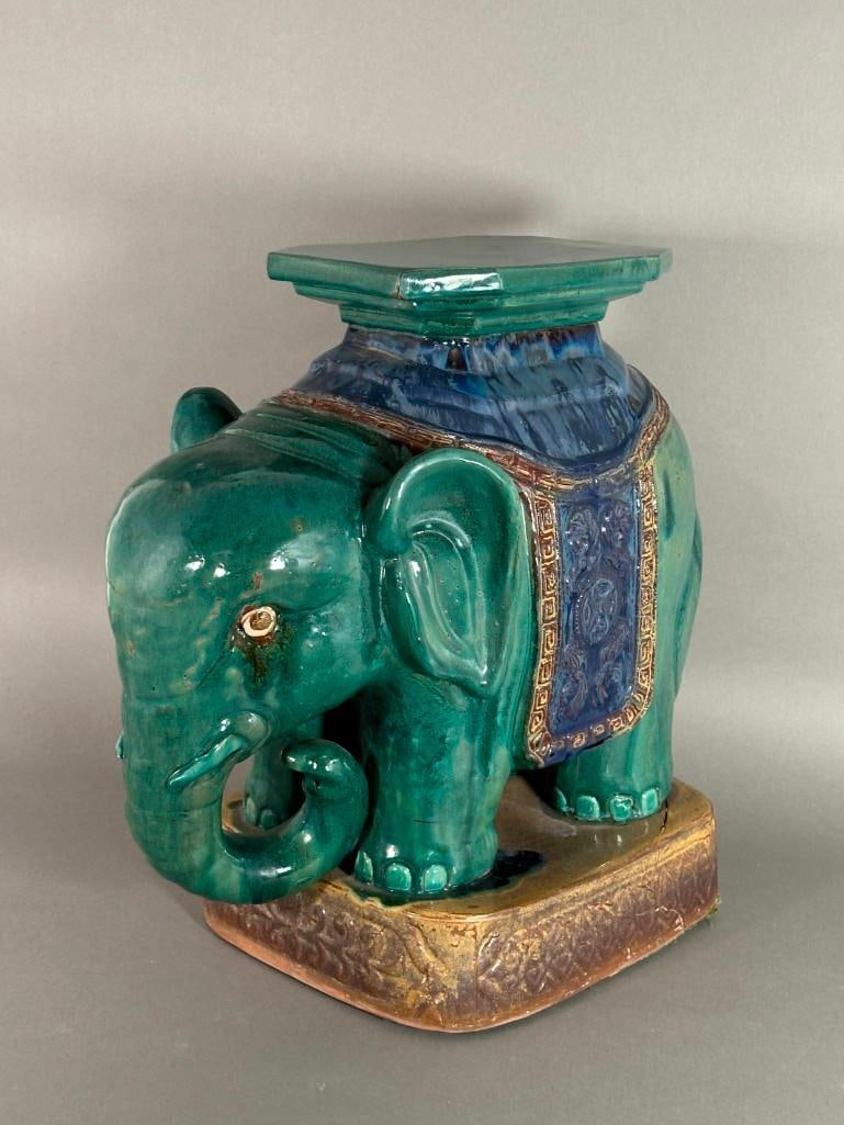 Glazed Ceramic Elephant Form Garden Seat (1 of 9)