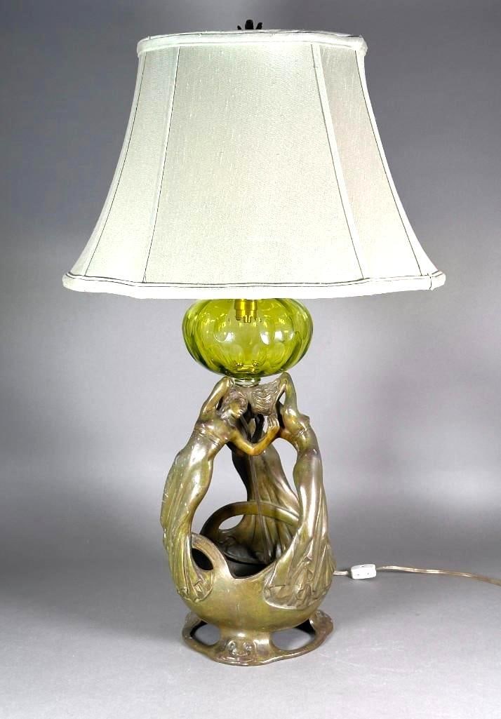 Art Nouveau Style White Metal Figural Lamp (1 of 11)