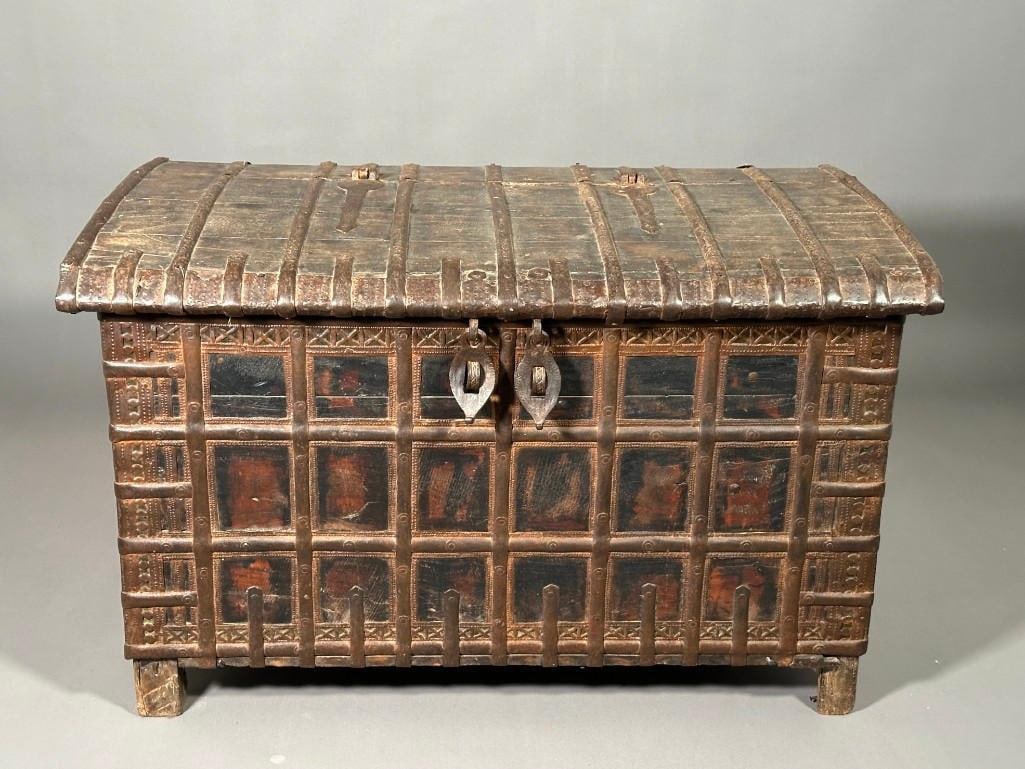 Indian Iron Bound Wood Trunk (1 of 13)