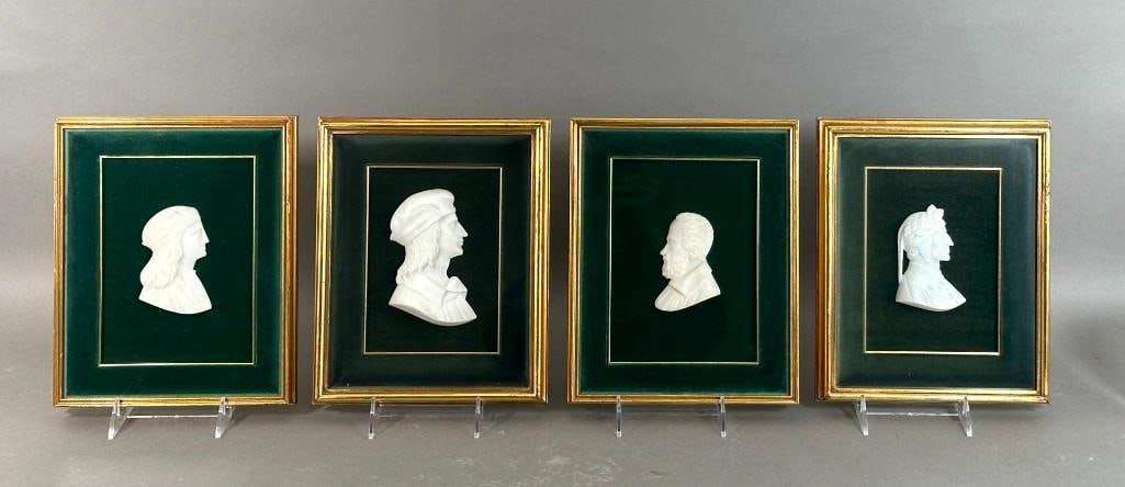 Four Framed Marble or Alabaster Busts of Renaissance Artists (1 of 11)