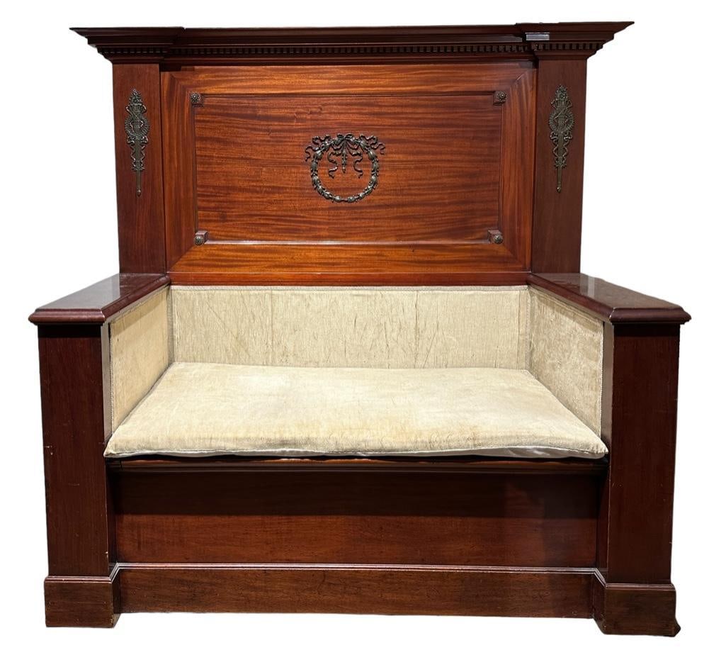 American Empire Mahogany Hall Bench, 19th/20thc. Century (1 of 10)