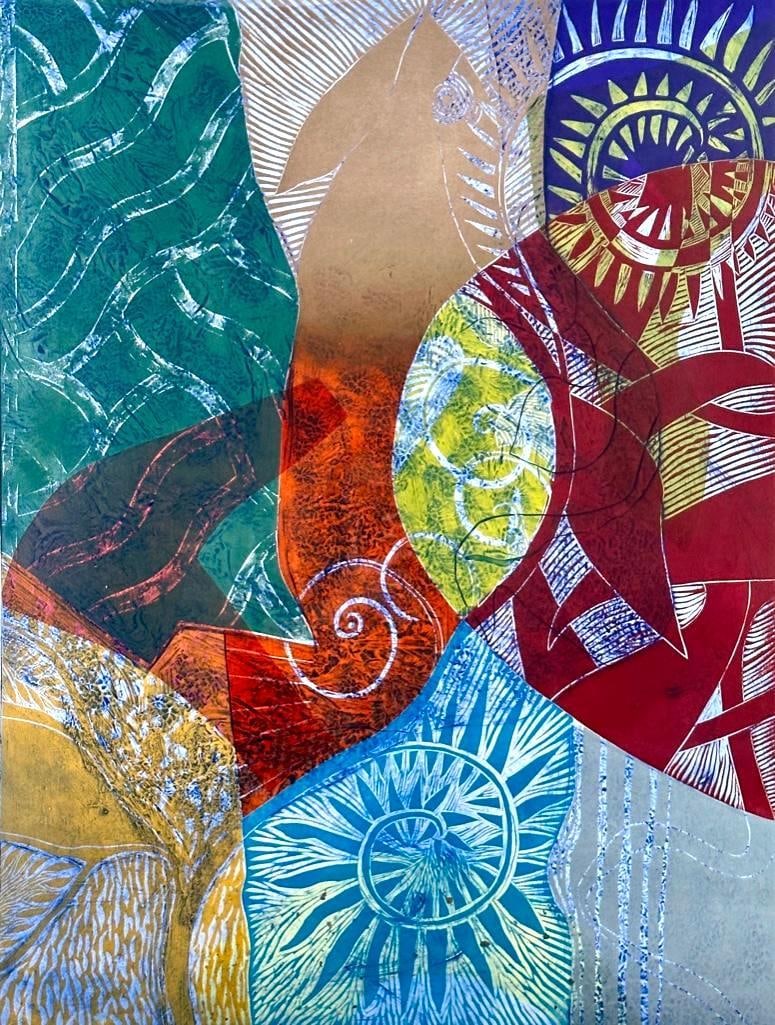 David Jansheski Collograph, "Riddle of the Fish II" (1 of 9)