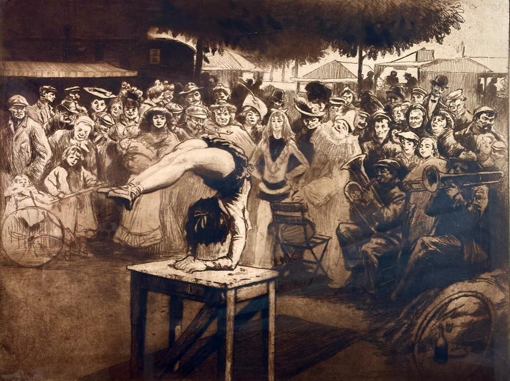 Edgar Chahine Etching, "La Banquiste " (1 of 11)