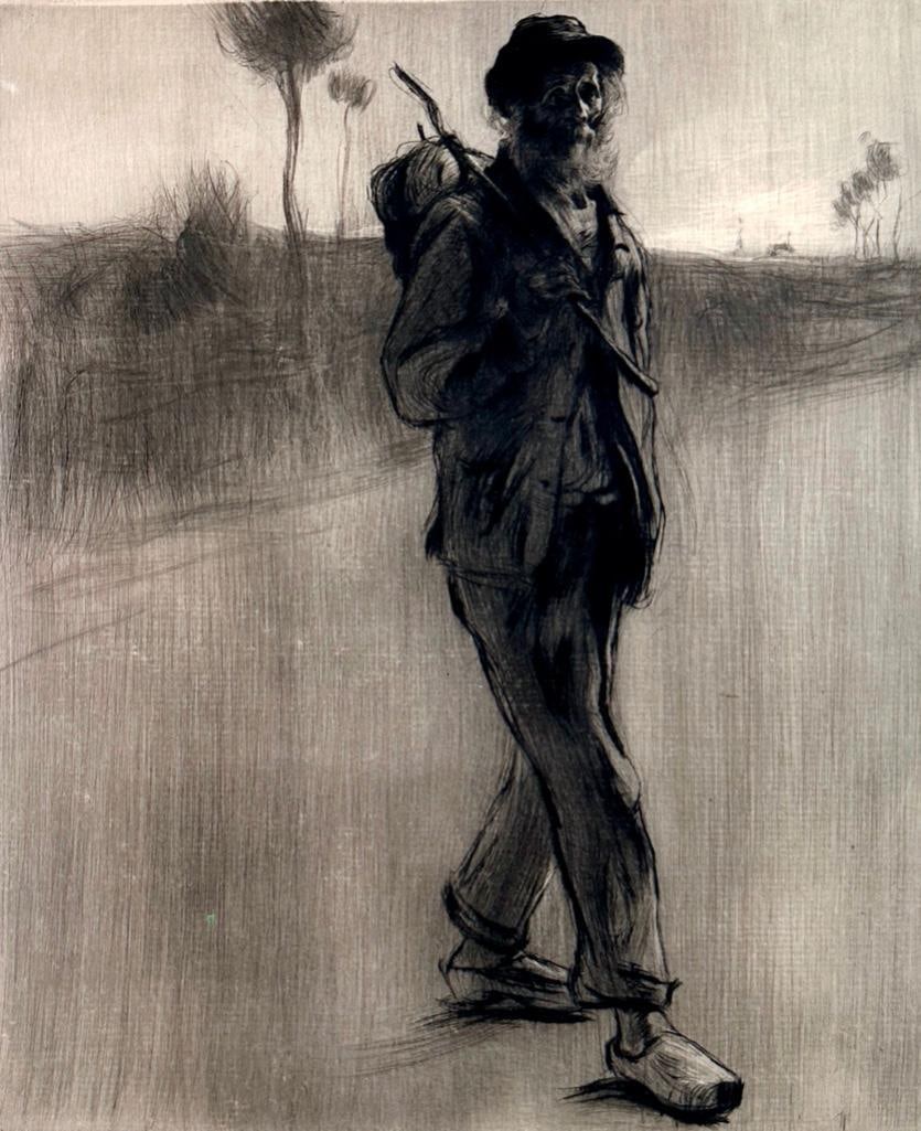 Edgar Chahine Etching, "Le Chemineau" (1 of 6)