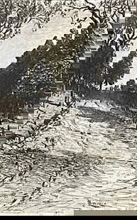 James David Smillie Etching, Country Road: James David Smillie (American 1833-1909) Country Road with Shepherd and Cattle, etching on paper, signed in the plate, numbered No.10 in the plate, matted and framed. Dimension: 8 x 5.5 in, plate size