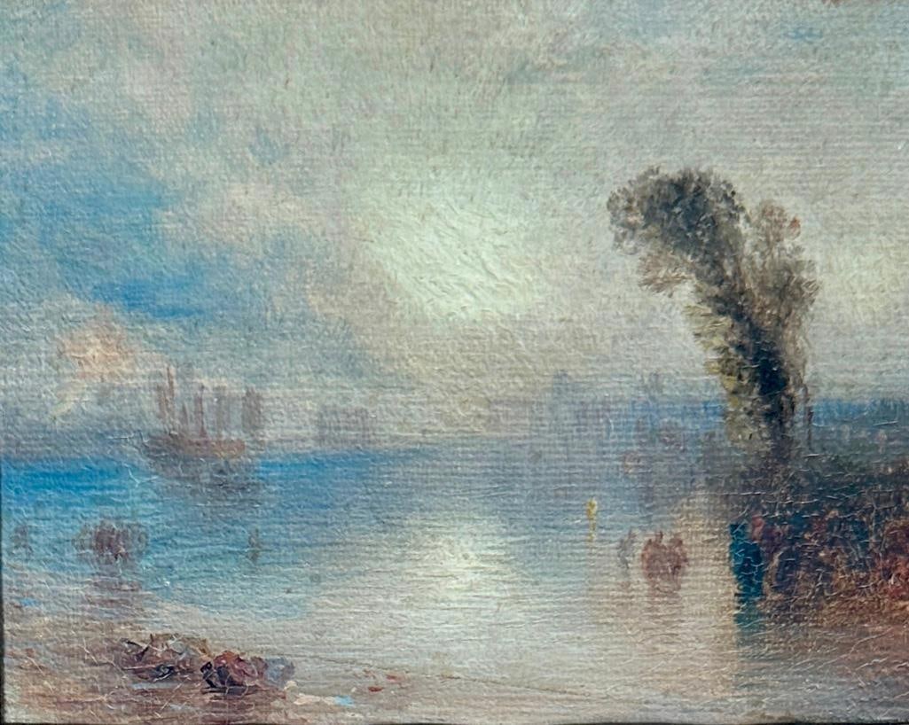 Samuel Colman Oil, "Neapolitan Bathers after J.M.W. Turner": Samuel Colman (American 1832-1920) "Neapolitan Bathers after J.M.W. Turner, " 1877, oil on canvas, with paper overmatting inscribed in pencil by the artist " From memory by Samuel Colman,