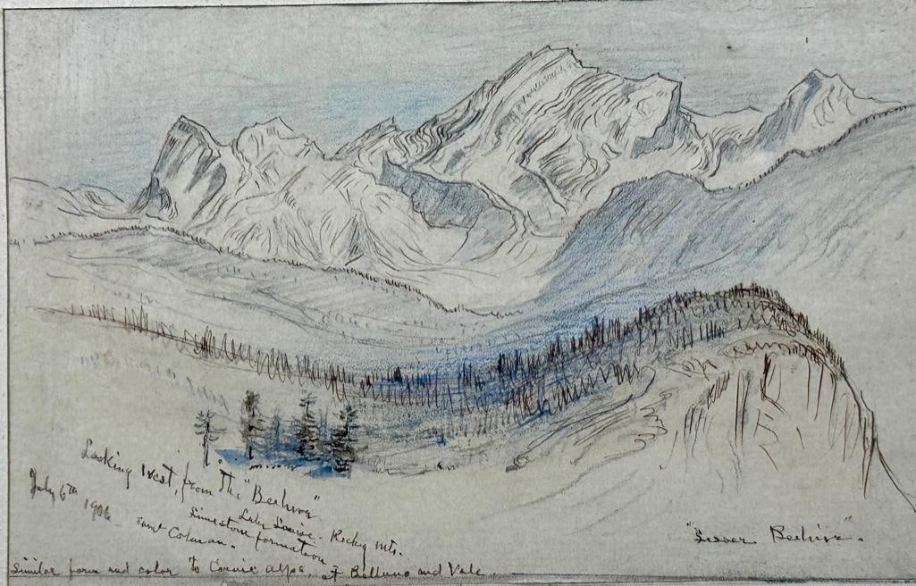 Samuel Colman Drawing,  "Lesser Beehive," Lake Louise, Alberta, Canada (1 of 7)